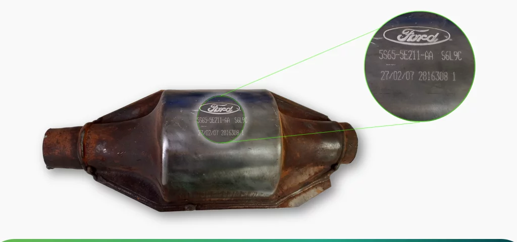 Identificação da sucata de catalisador automotivo Ford